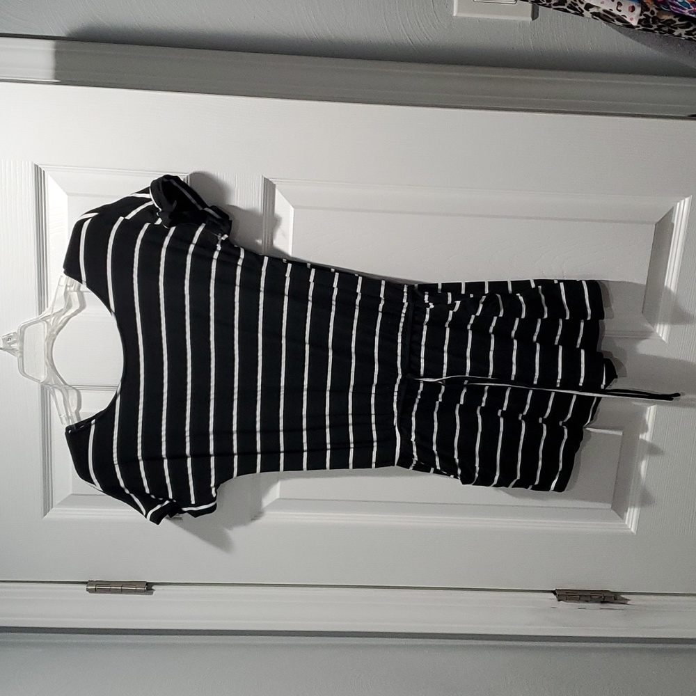 Black and white striped romper